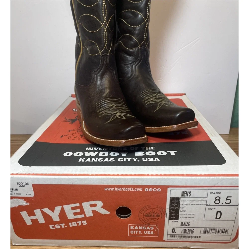 Hyer Maize Cowboy Western Boots Men's Size 8.5D Chocolate Dark Brown 13